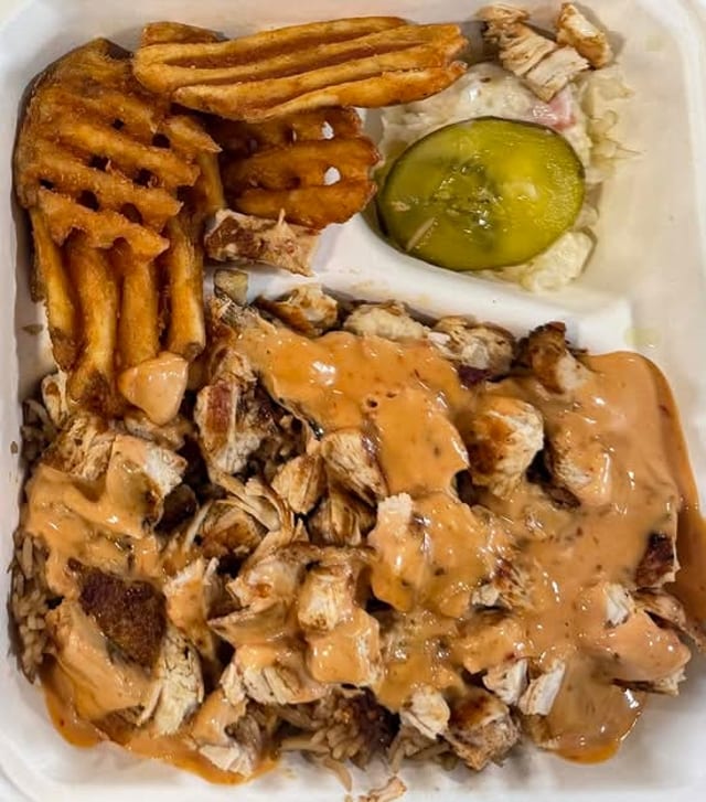 YoYo Grilled Chicken Over Rice.