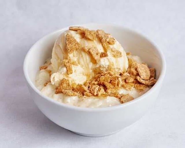 Rice Pudding with Vanilla Ice Cream.