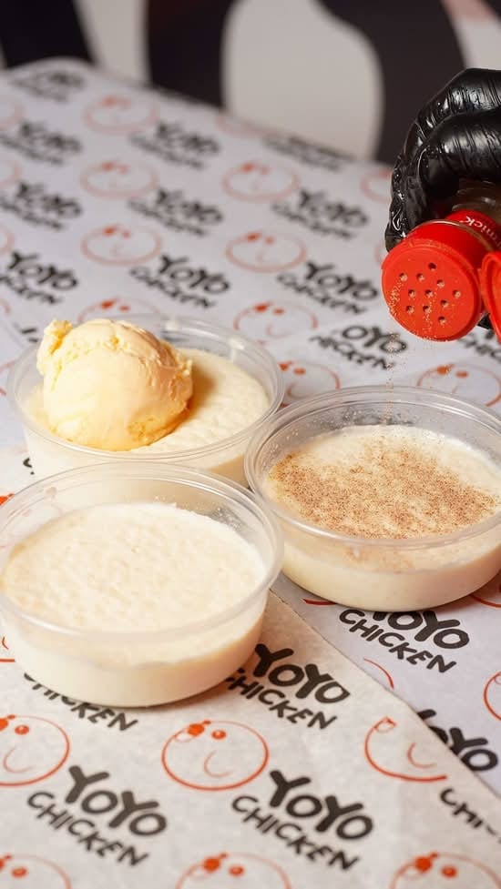 Rice Pudding with Vanilla Ice Cream.