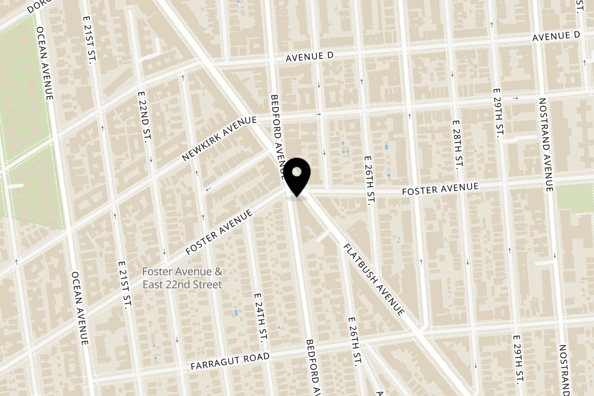 Map showing the location of Yoyo Chicken Brooklyn Flatbush on 1300 Flatbush Ave in Brooklyn