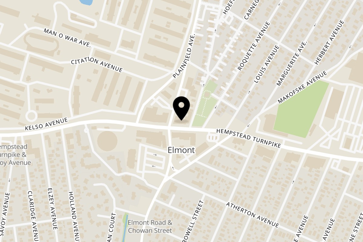 Map showing the location of Yoyo Chicken Elmont on 492 Hempstead Turnpike in Elmont