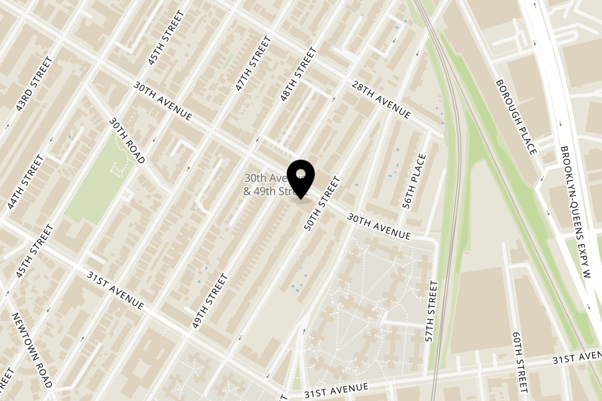 Map showing the location of Yoyo Chicken Woodside on 49-14 30th Ave. in Woodside